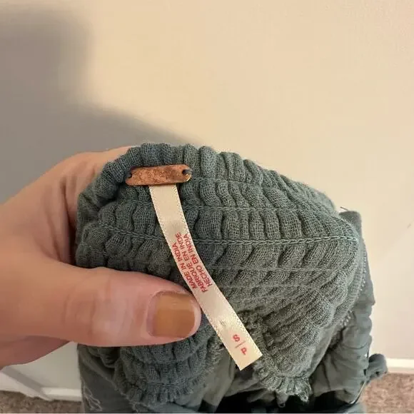 Free People Green Blue Cotton Gauze Floral Embroidered Maxi Dress Small - Picture 12 of 13